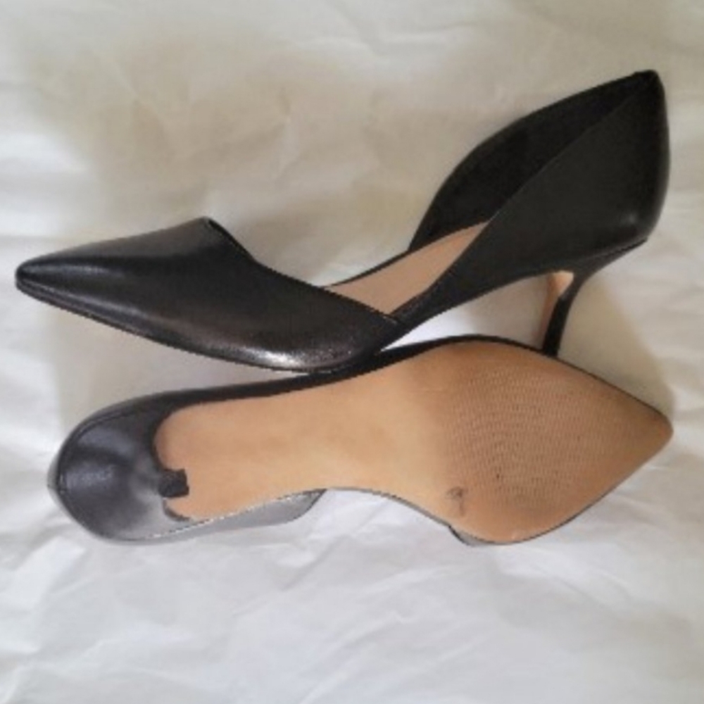 SOLE SOCIETY Jenn Black Leather D'orsay Heels Shoes 8 - Picture 4 of 4
